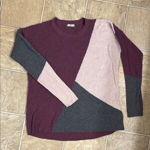 Smartwool Colorblock Sweater in Burgundy, Pink, and Gray
